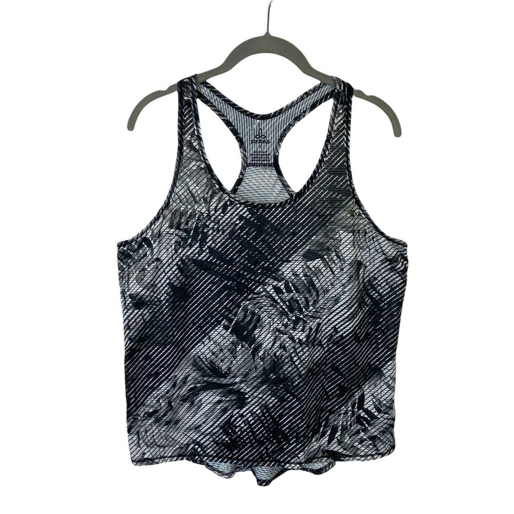Prana Women's Black White Fern Athletic T Back Racer Back Tank Top size Small